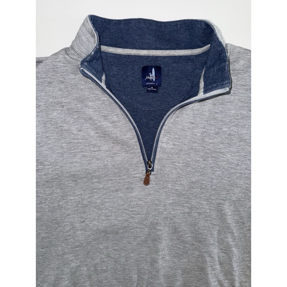 Johnnie-O‎ Mens Sully Quarter Zip Pullover Size XL Light Gray Preppy Coastal